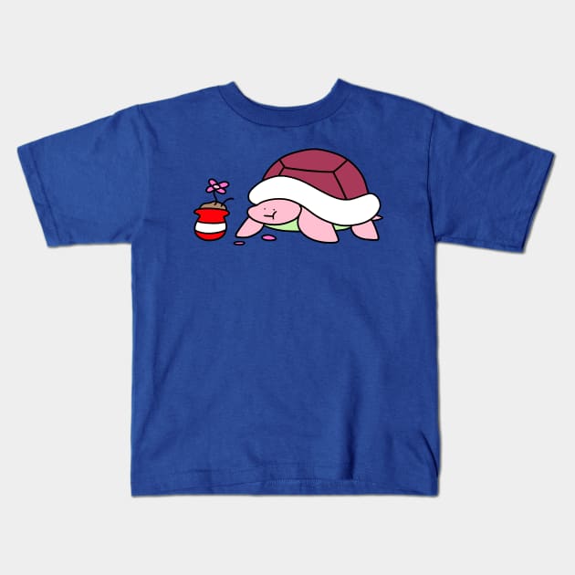 Turtle Eating a Flower Kids T-Shirt by saradaboru